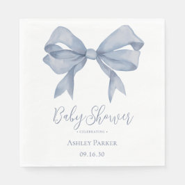 Servilleta De Papel Dusty Blue Bow Boy Baby Shower