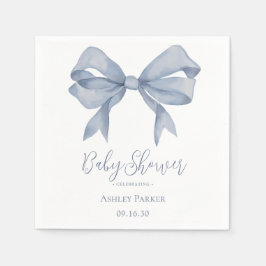 Servilleta De Papel Dusty Blue Bow Boy Baby Shower