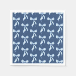 Servilleta De Papel Dusty Blue Bow Pattern Bridal Shower
