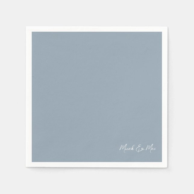 Servilleta De Papel Dusty Blue Bridal Couplel Nombres Napkins Cocktail (Anverso)