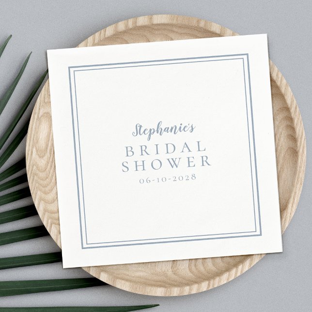Servilleta De Papel Dusty Blue Bridal Shower Boda Simple Moderno (Subido por el creador)