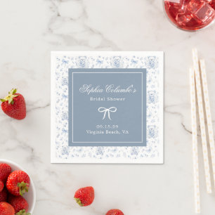 Servilleta De Papel Dusty Blue Chinoiserie Baby Shower Paper Napkin