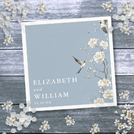 Servilleta De Papel Dusty Blue Chinoiserie Floral Garden Wedding