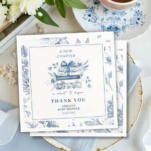 Servilleta De Papel Dusty Blue Chinoiserie Nuevo capítulo Baby Shower