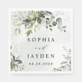 Servilleta De Papel Dusty Blue Eucalyptus Greenery Suculento Boda