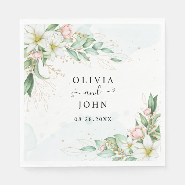 Servilleta De Papel Dusty Blue Eucalyptus Greenery Suculento Boda (Anverso)