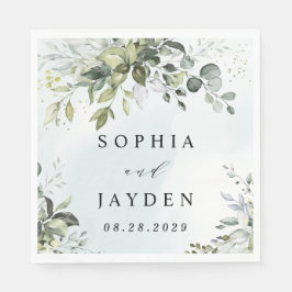 Servilleta De Papel Dusty Blue Eucalyptus Greenery Suculento Boda