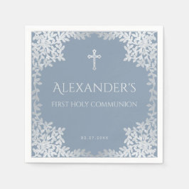 Servilleta De Papel Dusty Blue First Holy Communia Elegante niño sale