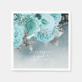 Servilleta De Papel Dusty Blue Floral Boda Luxury