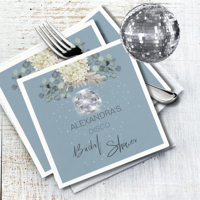 Servilleta De Papel Dusty Blue Floral Disco Ball Despedida de Soltera (Subido por el creador)