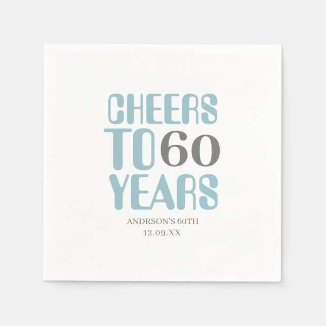 Servilleta De Papel Dusty Blue Gray Cheths Milestone Cumpleaños (Anverso)