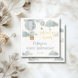 Servilleta De Papel Dusty Blue Hot Air Balloon Thon Birthday Boy