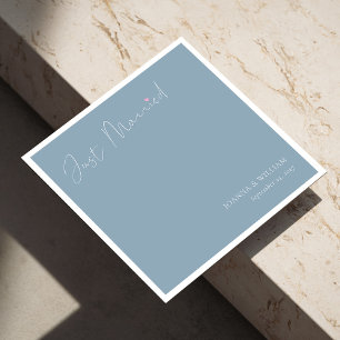 Servilleta De Papel Dusty Blue Just se casó con Bodas Napkins con nomb