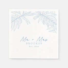 Servilleta De Papel Dusty Blue Mano Simple Dibujada Botánica