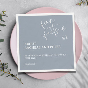 Servilleta De Papel Dusty Blue Modern Mínimo Script Fun Fact Boda
