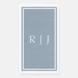 Servilleta De Papel Dusty Blue Monogram Custom Name Elegant Wedding