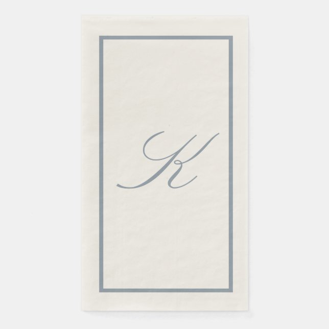 Servilleta De Papel Dusty Blue Monogram Initial Wedding Bridal Shower (Anverso)