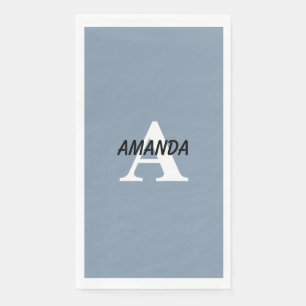 Servilleta De Papel Dusty Blue Monogramas Nombre Bridal Shower Cumplea