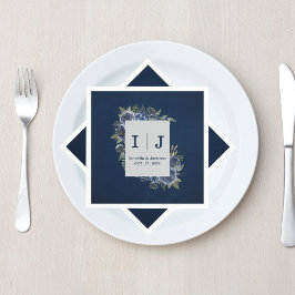 Servilleta De Papel Dusty Blue Navy Champagne Boda de Marfil