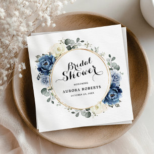 Servilleta De Papel Dusty Blue Navy Champagne ducha marfil-novia