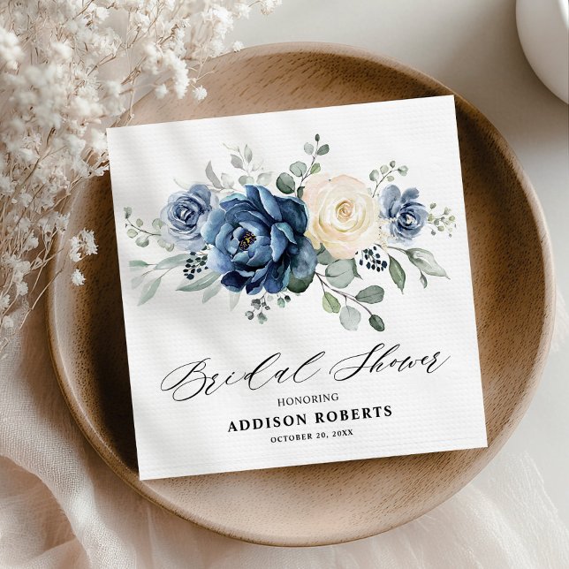 Servilleta De Papel Dusty Blue Navy Champagne ducha marfil-novia (Dusty Blue Navy Champagne Ivory Bridal Shower Napkins
)