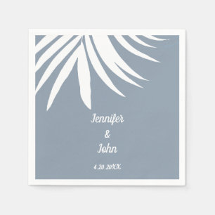 Servilleta De Papel Dusty Blue Palm Leaf Beach Boda Tropical
