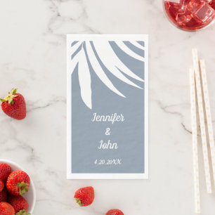 Servilleta De Papel Dusty Blue Palm Leaf Beach Boda Tropical