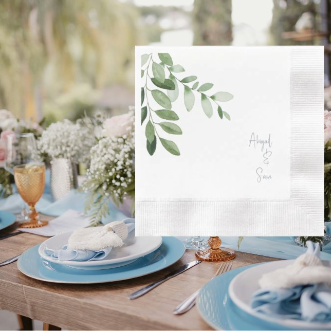 Servilleta De Papel Dusty Blue Personalized Names Boda Blanco (Subido por el creador)