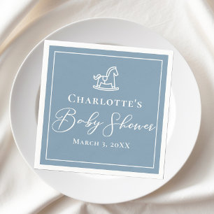 Servilleta De Papel Dusty Blue Rocking Horse Baby Shower