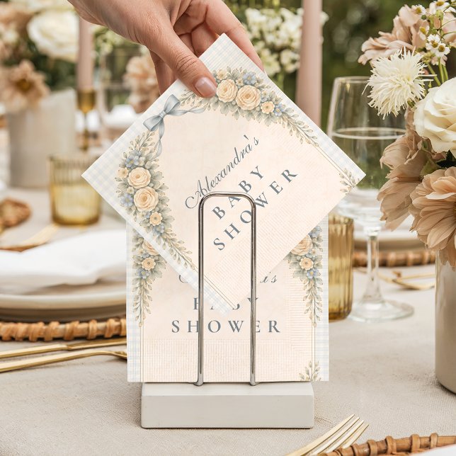 Servilleta De Papel Dusty Blue Rose Arch Baby Shower (Subido por el creador)