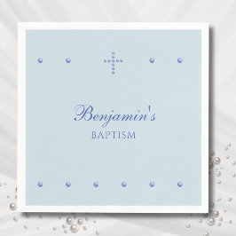 Servilleta De Papel Dusty Blue Simple Cross Christian Baptism