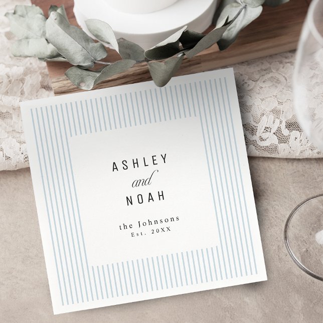 Servilleta De Papel Dusty Blue Striped Elegance Classy Wedding (Dusty Blue Striped Elegance Classy Wedding Napkins)