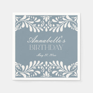 Servilleta De Papel Dusty Blue Talavera Tile España Fiesta Cumpleaños
