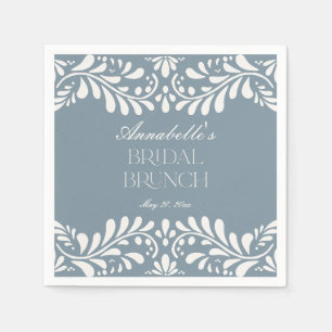 Servilleta De Papel Dusty Blue Talavera Tile Fiesta Bridal Brunch