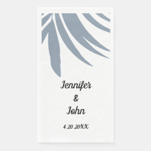 Servilleta De Papel Dusty Blue Tropical Palm Leaf Elegante Boda Guay