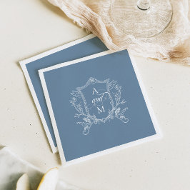 Servilleta De Papel Dusty Blue Vintage Escudo Boda