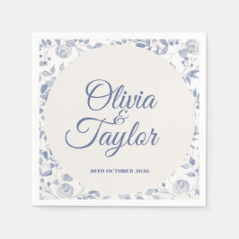 Servilleta De Papel Dusty Blue Watercolor Floral Wedding