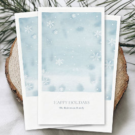 Servilleta De Papel Dusty Blue Watercolor Snowflake Toalla invitada