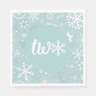 Servilleta De Papel Dusty Blue Winter Segundo Aniversario Snowflake