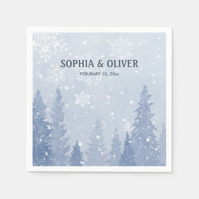 Servilleta De Papel Dusty Blue Winter Wonderland (Anverso)