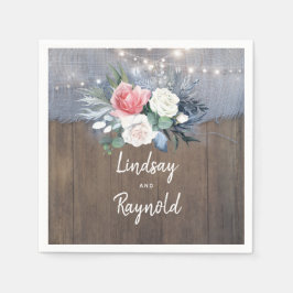 Servilleta De Papel Dusty Blue y Rubor Rustic Wedding