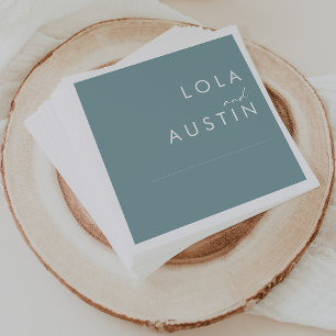 Servilleta De Papel Dusty Boho Napkins con Boda azul