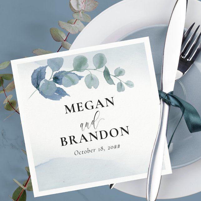 Servilleta De Papel Dusty Eucalyptus Watercolor Foliage Boda (Subido por el creador)