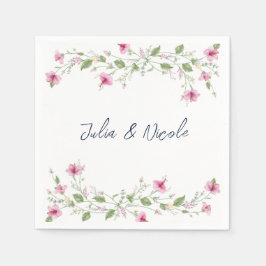 Servilleta De Papel Dusty Navy Blue Pink Hibiscus Bloom Shower