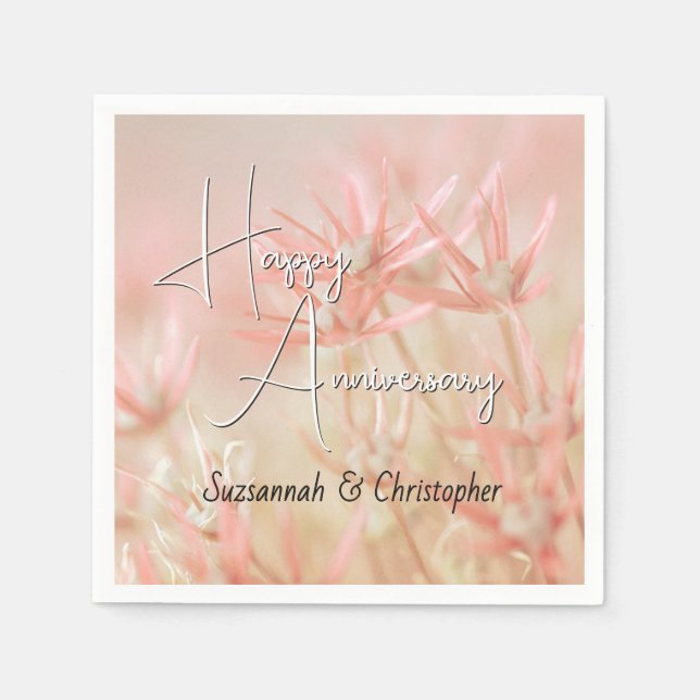Servilleta De Papel Dusty Orange Floral Background Anniversary (Anverso)