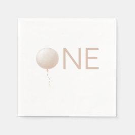 Servilleta De Papel Dusty Peach Balloon Modern First Birthday Party