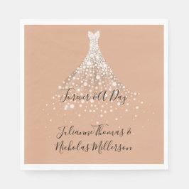 Servilleta De Papel Dusty Peach Gold Confetti Diamantes Vestido