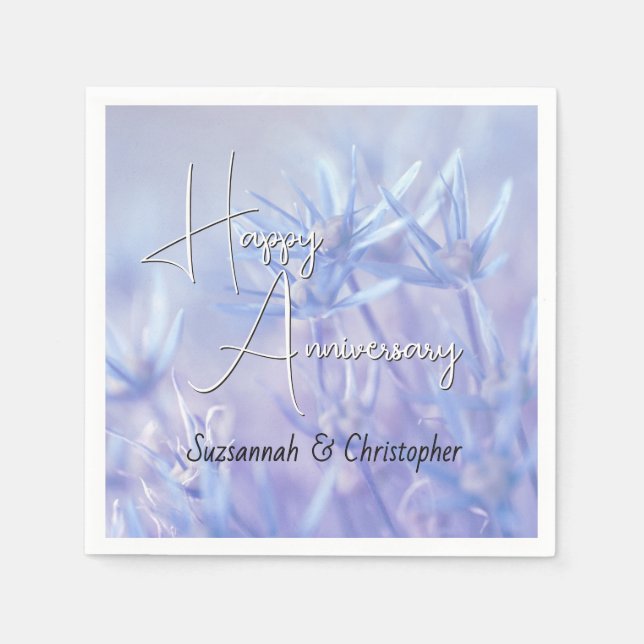 Servilleta De Papel Dusty Periwinkle Floral Background Anniversary (Anverso)