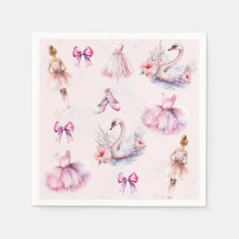 Servilleta De Papel Dusty Pink Ballerina Cumpleaños Con Purpurina