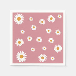 Servilleta De Papel Dusty Pink Daisy Tema Papel Napkin